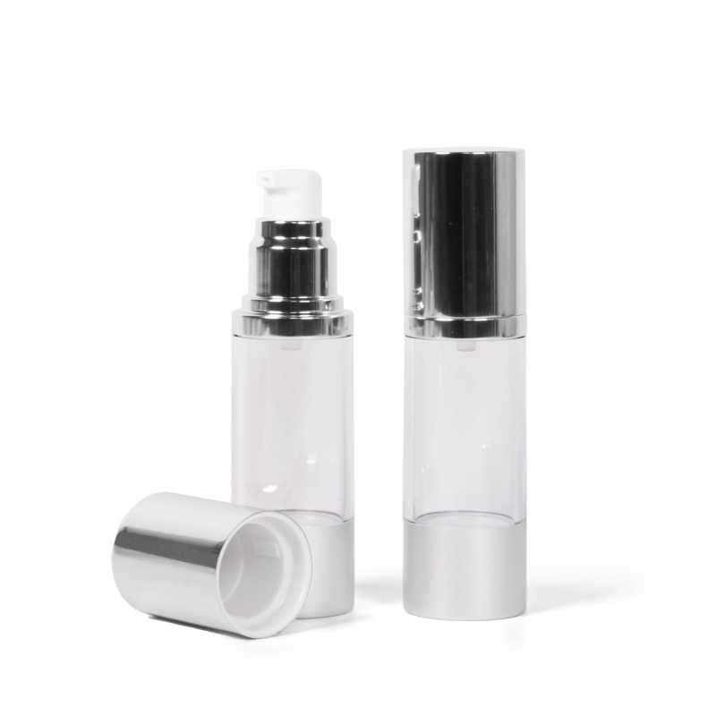 Airless-Flasche, transparent, Aluminiumverschluss, 30 ml