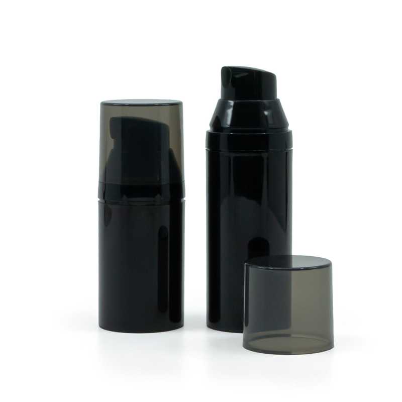 Schwarze Kunststoff-Airless-Flasche, 30 ml