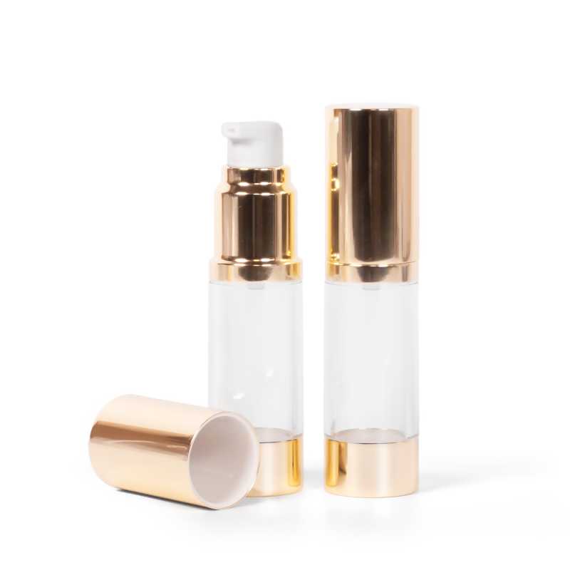 Klare Airless-Flasche mit goldenem Boden 15 ml