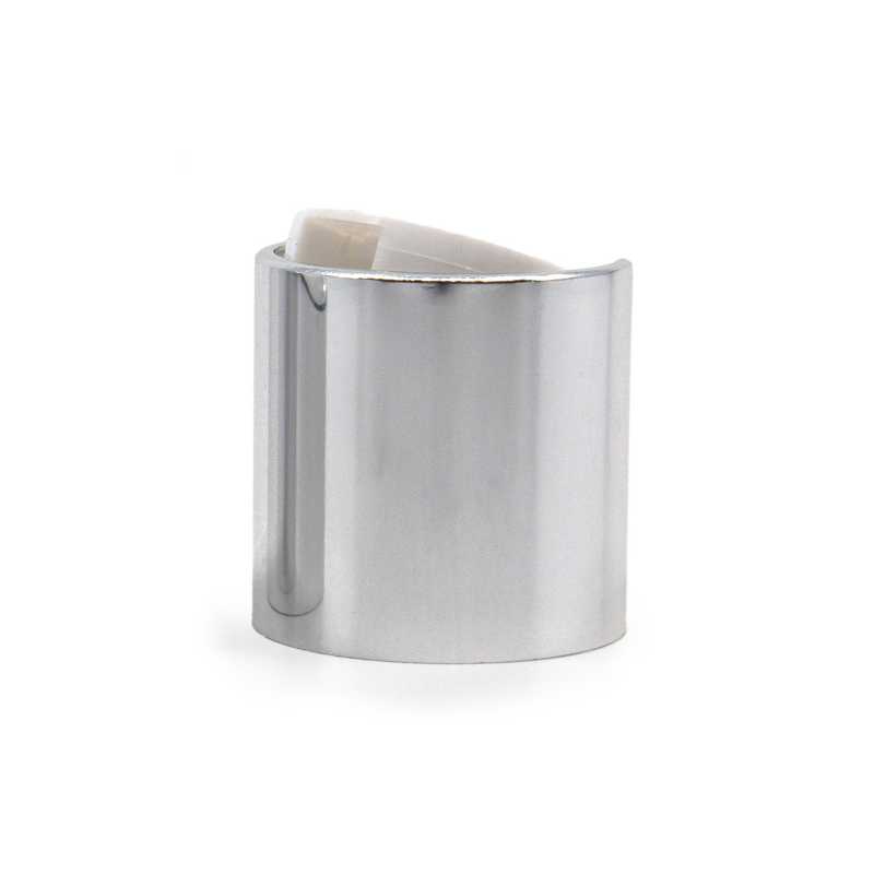 Silberglänzender Kunststoff-Klappdeckel, weißer Deckel, 24/410