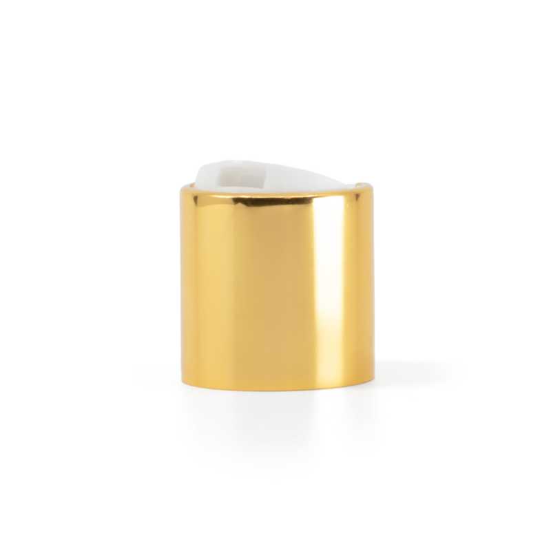 Weißer Kunststoff-Flip-Top mit goldener Aluminiummanschette, 24/410