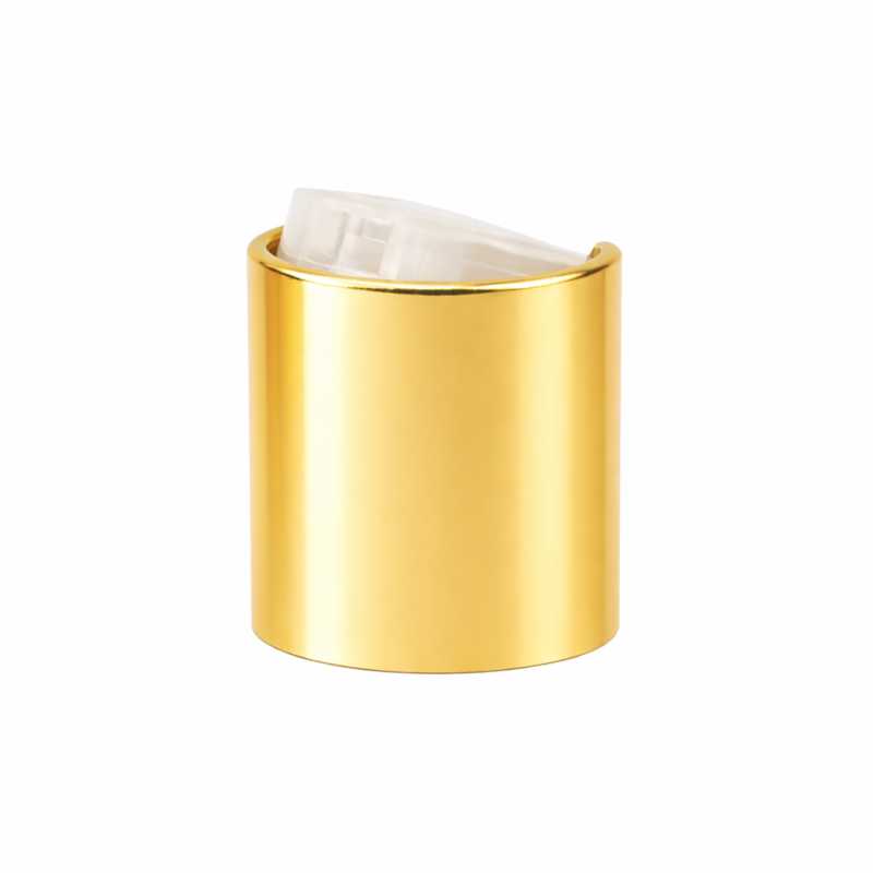 Disc-Top-Verschluss, Aluminium + Kunststoff, gold, transparenter Mittelteil, 24/410