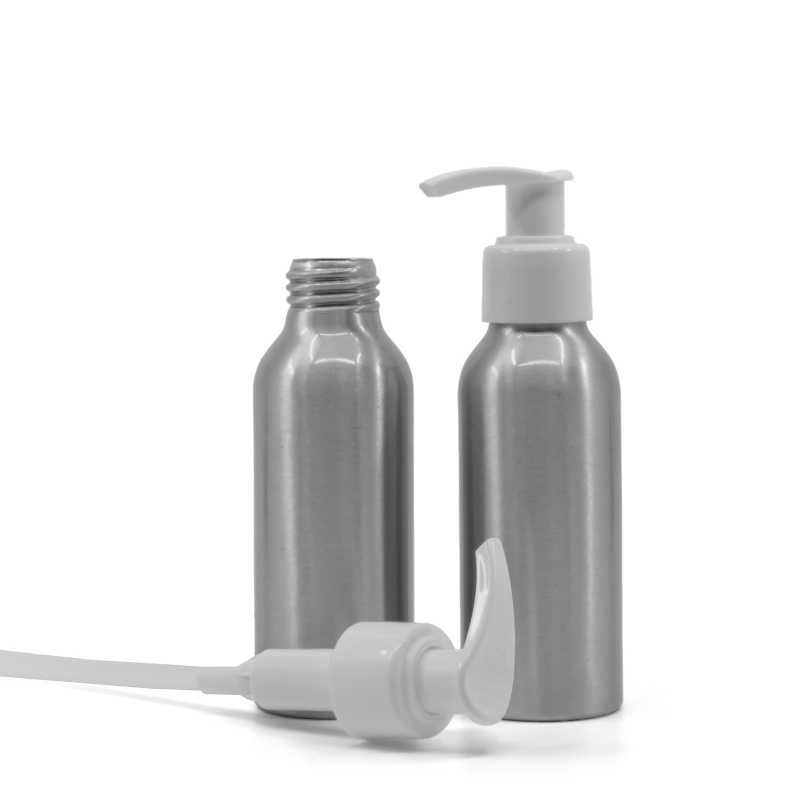 Aluminiumflasche, weiße Pumpe, 100 ml