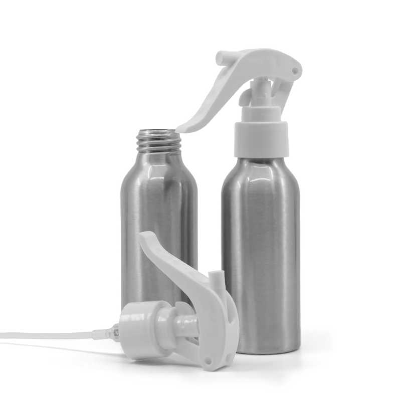 Aluminiumflasche, weißes Triggerspray, 100 ml