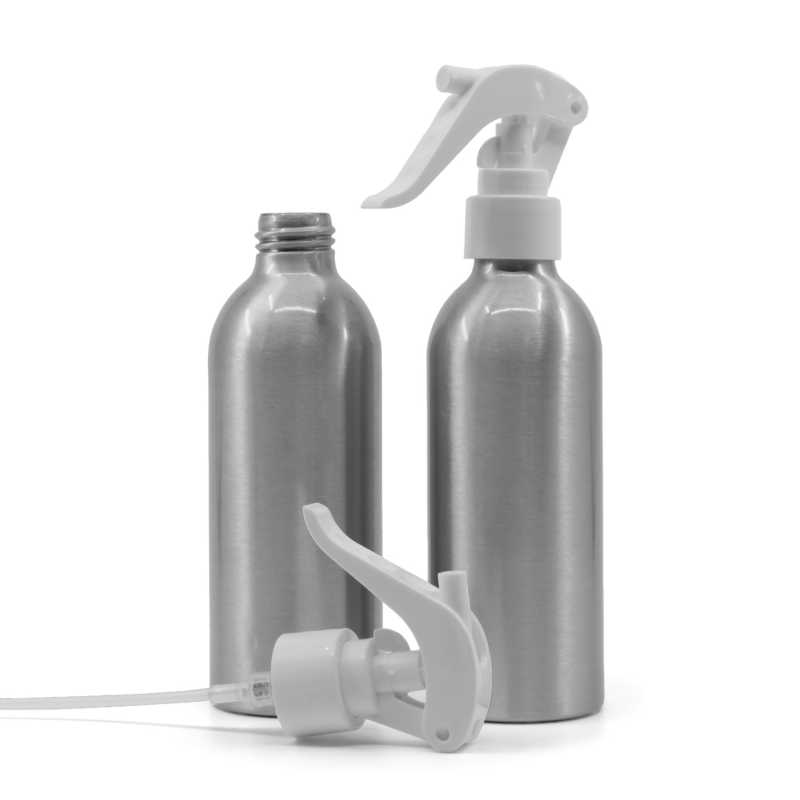 Aluminiumflasche, weißes Triggerspray, 200 ml
