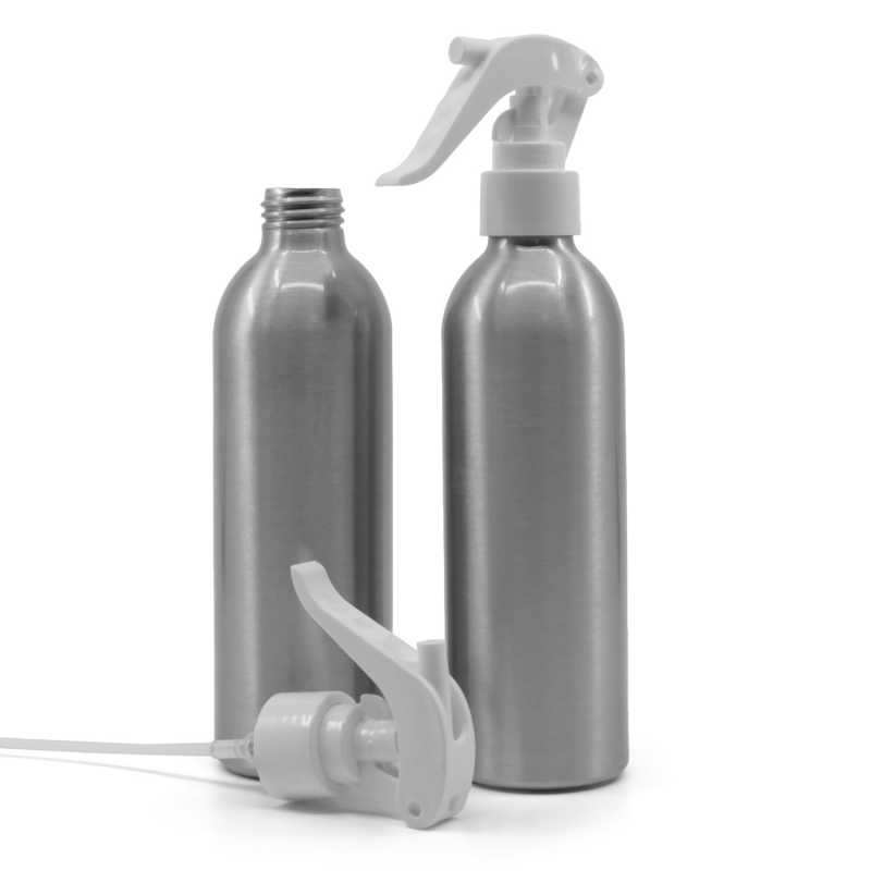 Aluminiumflasche, weißes Triggerspray, 225 ml