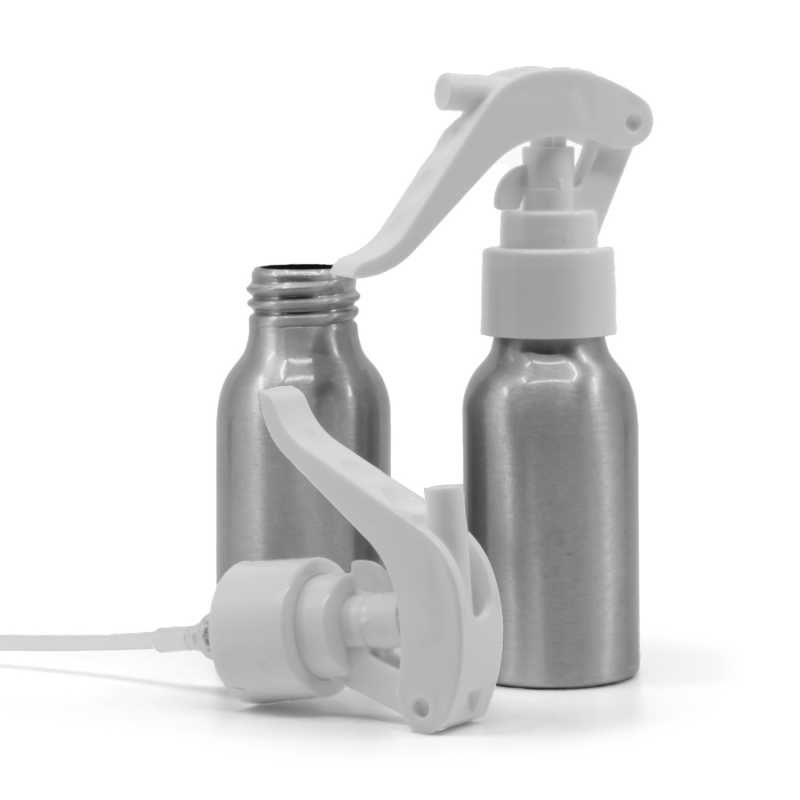 Aluminiumflasche, weißes Triggerspray, 50 ml