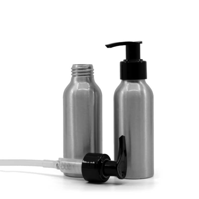 Aluminiumflasche, schwarze Pumpe, 100 ml