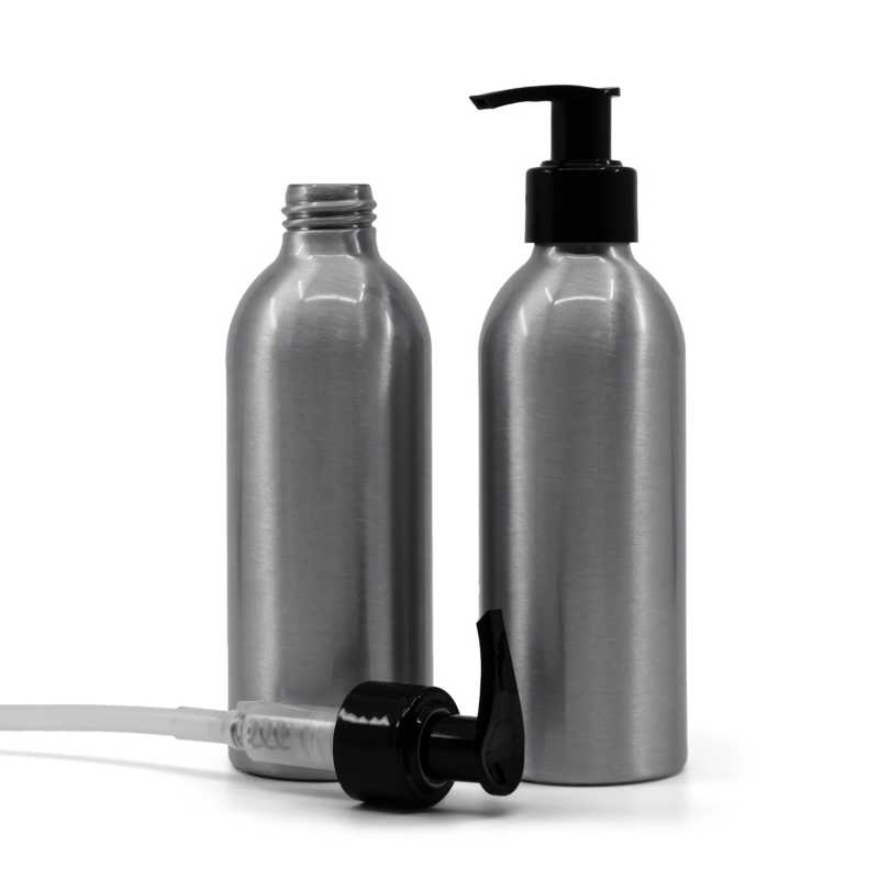 Aluminiumflasche, schwarze Pumpe, 200 ml