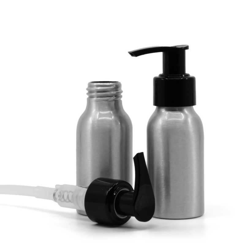 Aluminiumflasche, schwarze Pumpe, 50 ml