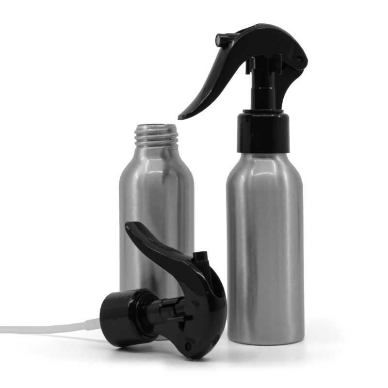 Aluminiumflasche, schwarzes Triggerspray, 100 ml