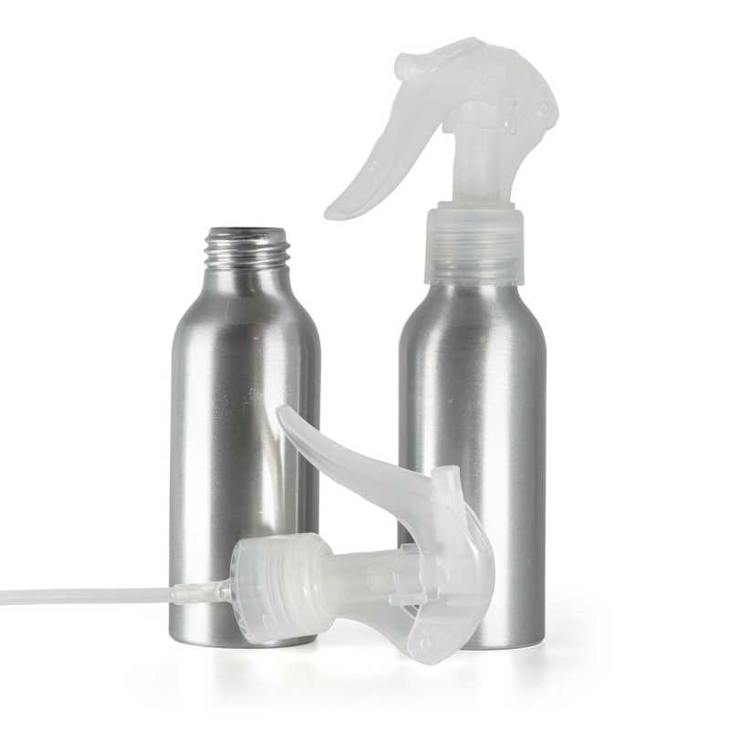 Aluminiumflasche, Mini-Trigger-Spray, transparent, 100 ml