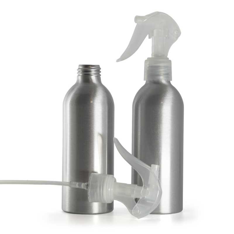 Aluminiumflasche, Mini-Trigger-Spray, transparent, 200 ml