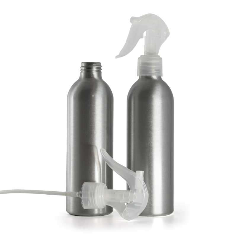 Aluminiumflasche, Mini-Trigger-Spray, transparent, 225 ml