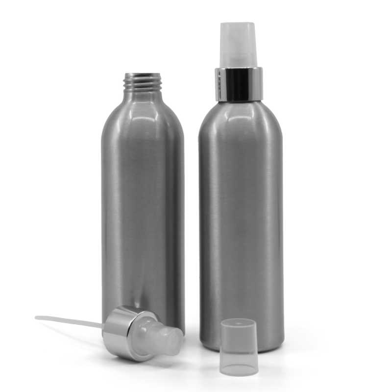 Aluminiumflasche, Transparentes Spray Glänzend Silber Kragen, 225 ml