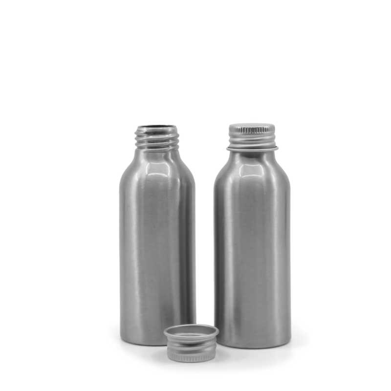 Aluminiumflasche mit silberner Aluminiumkappe, 100 ml
