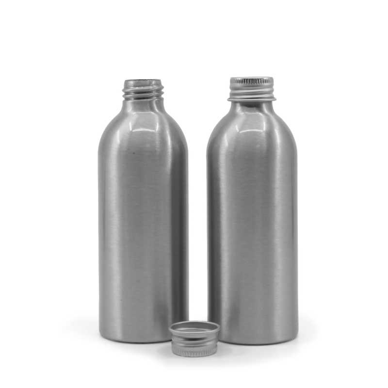 Aluminiumflasche mit silbernem Aluminiumdeckel, 200 ml