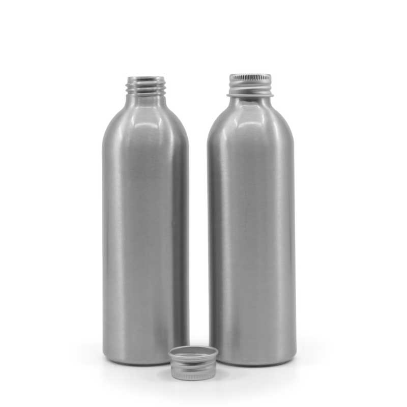 Aluminiumflasche mit silbernem Aluminiumdeckel, 225 ml