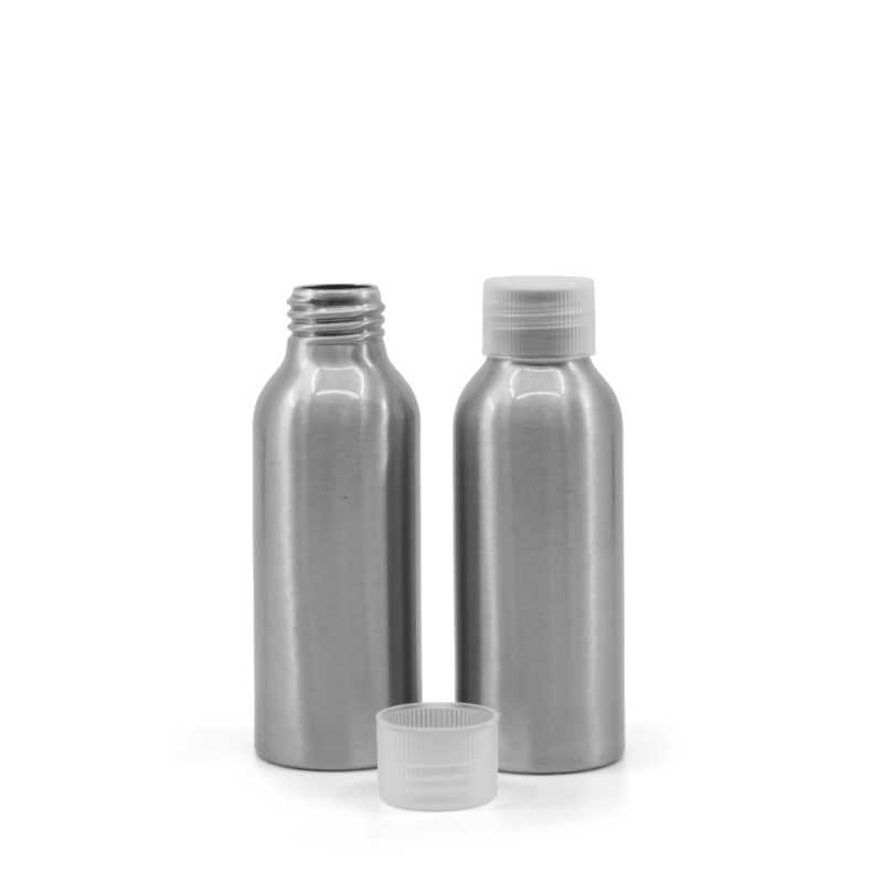 Aluminiumflasche, transparenter Kunststoffdeckel, 100 ml