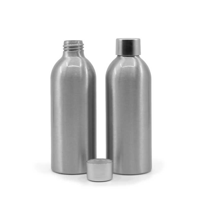 Aluminiumflasche mit mattsilberner Kappe, 200 ml