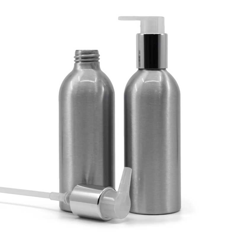 Aluminiumflasche, silberne Pumpe, 200 ml