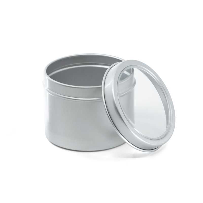 Silberne Aluminiumkanne mit transparentem Deckel, 115 ml