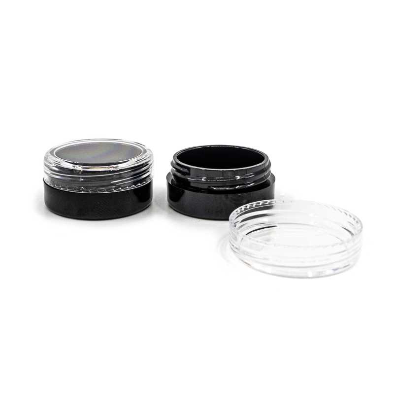 Kunststoffflakon, schwarz, transparenter Deckel, 3 ml