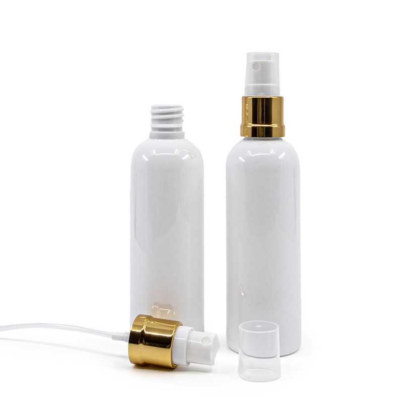 Weiße Kunststoff-Flasche, 18/410, Gold-Weiß-Spray, 100 ml