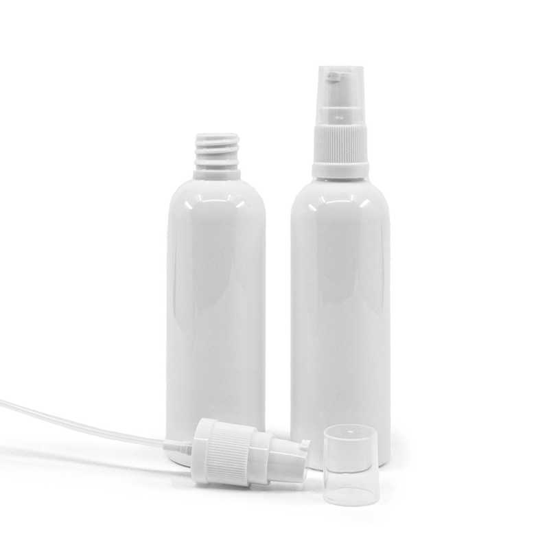 Weiße Kunststoffflasche, 18/410, weiße Lotionpumpe, 100 ml