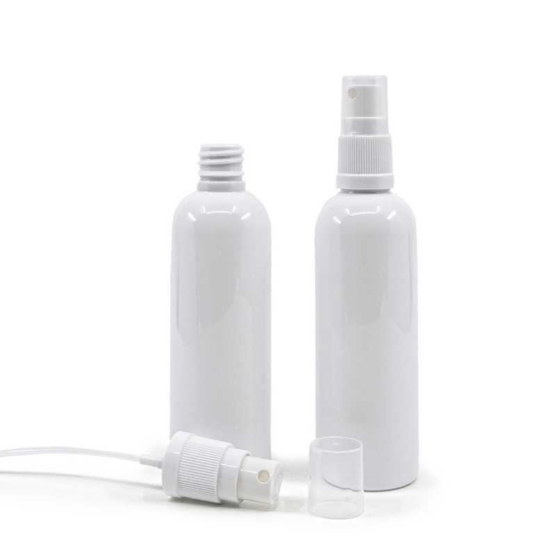 Weiße Kunststoffflasche, 18/410, weißes Spray, 100 ml
