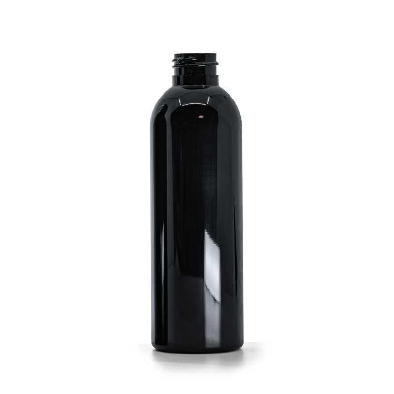 Schwarze glänzende Kunststoffflasche 24/410 200 ml ohne Verschluss