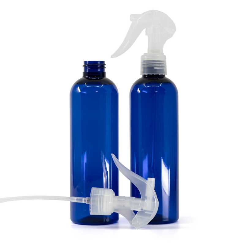 Blaue Kunststoffflasche, Mini-Trigger-Spray, transparent, 250 ml