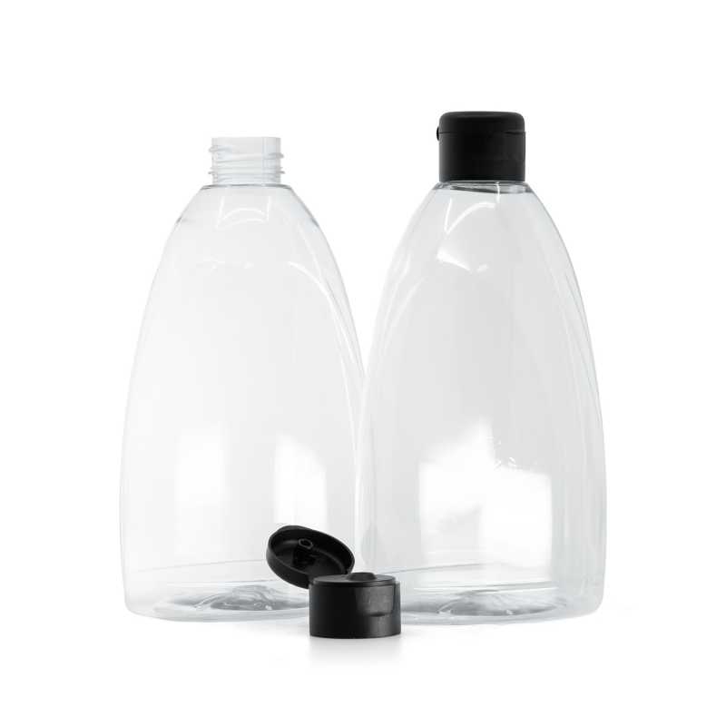 Kunststoffflasche für Flüssigseife, mattschwarzer Flip-Top-Verschluss 28/410, 500 ml