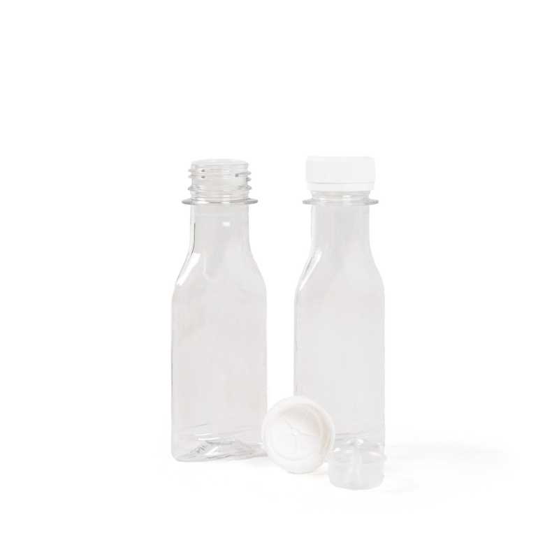 Klare flache Kunststoffflasche, mit Kappe mit Tropfer, 50 ml