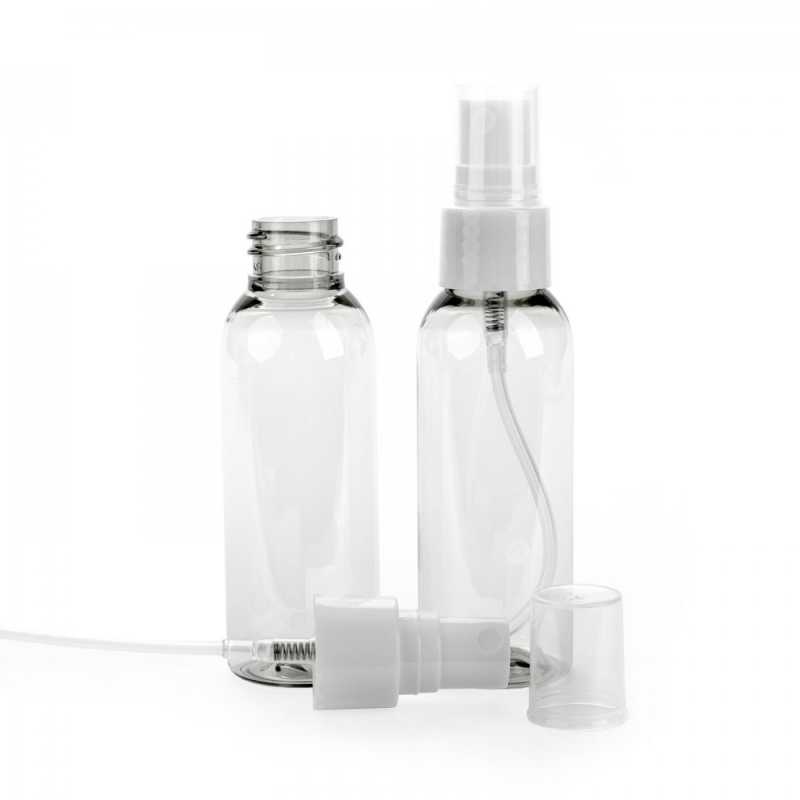 Recycling-Kunststoffflasche mit weißem Spray, 50 ml