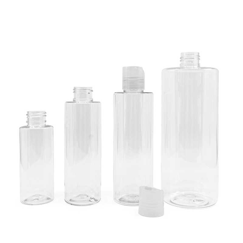 Klare Kunststoffflasche, transparenter Scheibendeckel, 100 ml