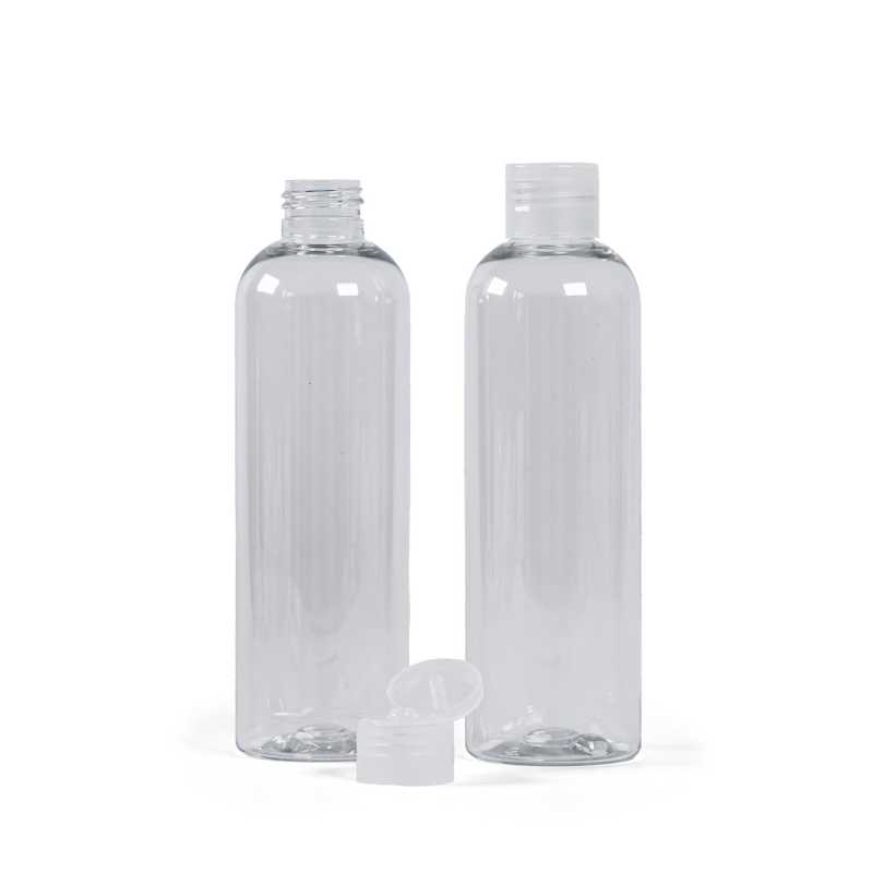 Klare Kunststoffflasche, transparenter Flip-Top, 250 ml