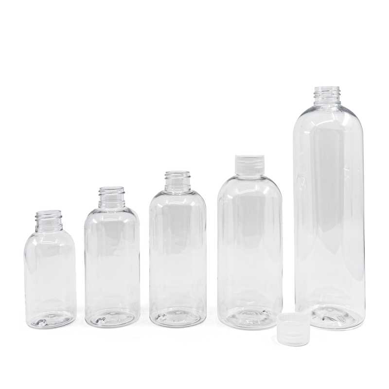 Abgerundete klare Kunststoffflasche, transparenter Kunststoffdeckel, 500 ml