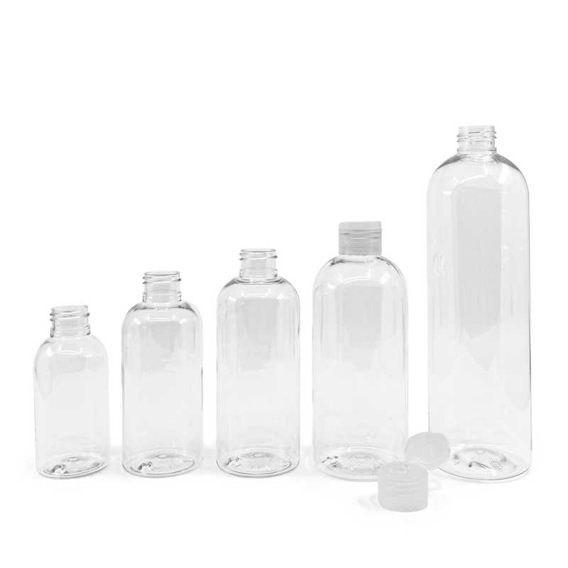Abgerundete klare Kunststoffflasche, transparenter Flip-Top, 100 ml