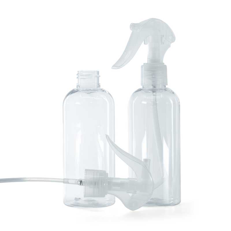 Abgerundete klare Kunststoffflasche, Mini-Trigger-Spray, transparent, 200 ml