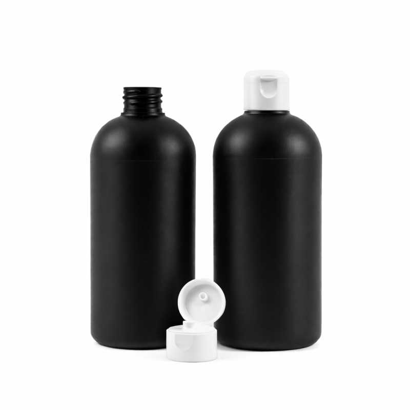 Kunststoffflasche HDPE schwarz mit Flip-Top-Verschluss 500 ml