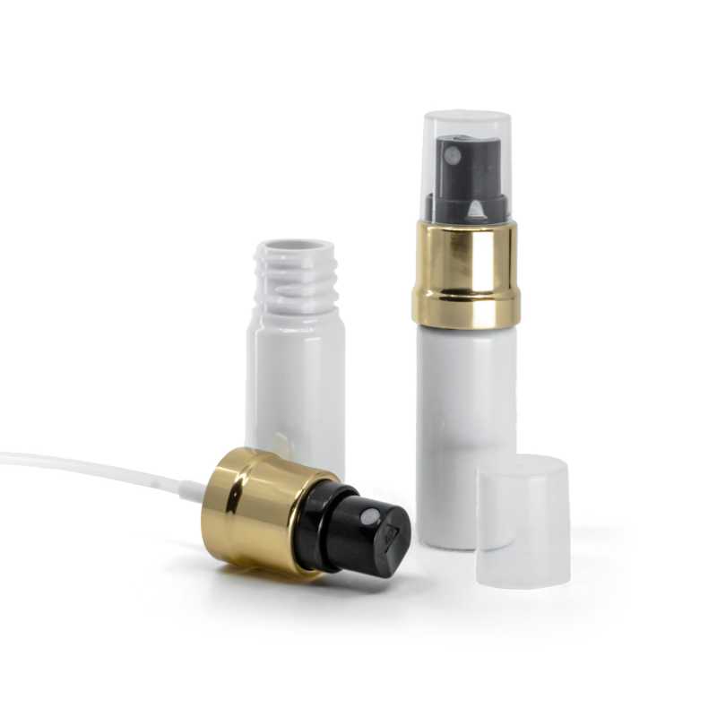 Weiße Kunststoffflasche, Gold-Schwarz-Spray, 10 ml