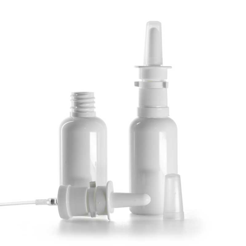 Weiße Kunststoffflasche, weißes Nasenspray, 50 ml