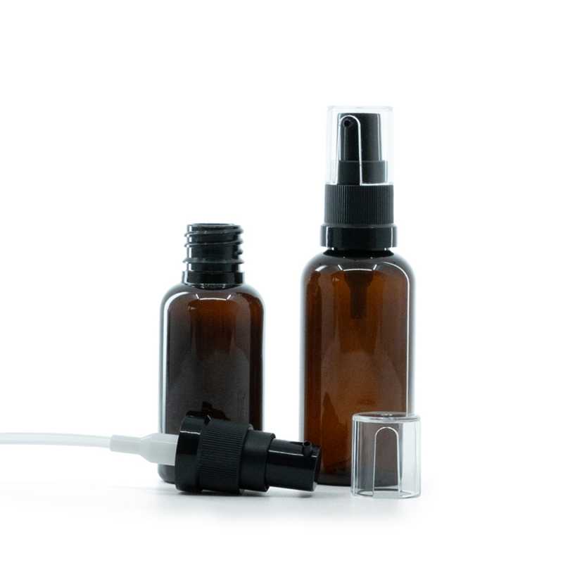 Bernsteinfarbene Kunststoffflasche, Ölpumpe, 30 ml