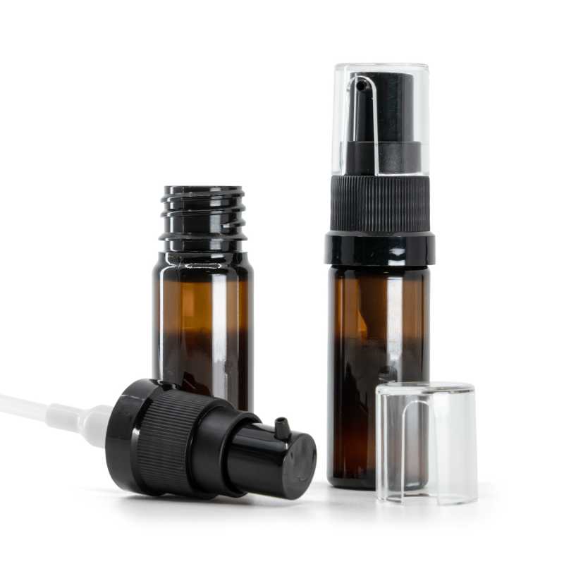 Bernsteinfarbene Kunststoffflasche, Ölpumpe, 10 ml