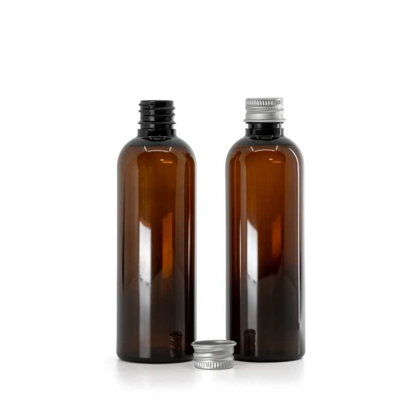 Flakon, Kunststoff, braun, Aluminiumverschluss, 100 ml