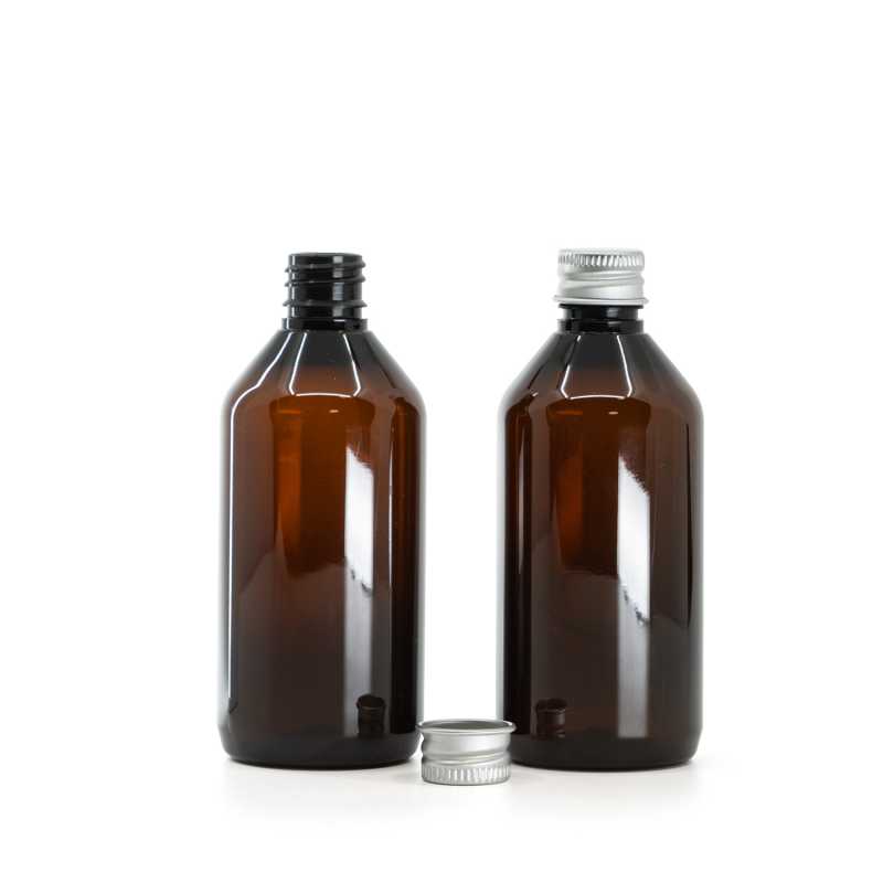 Flakon, Kunststoff, braun, 115 ml, Aluminiumverschluss