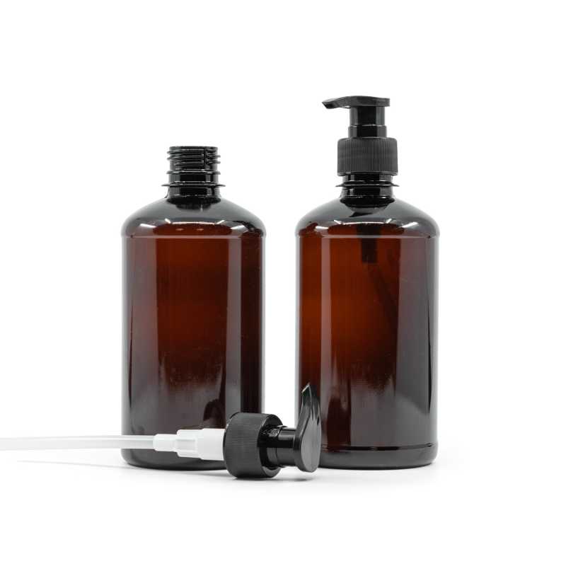 Braune Plastikflasche, Lotion Schwarze Plastikpumpe, 500 ml,