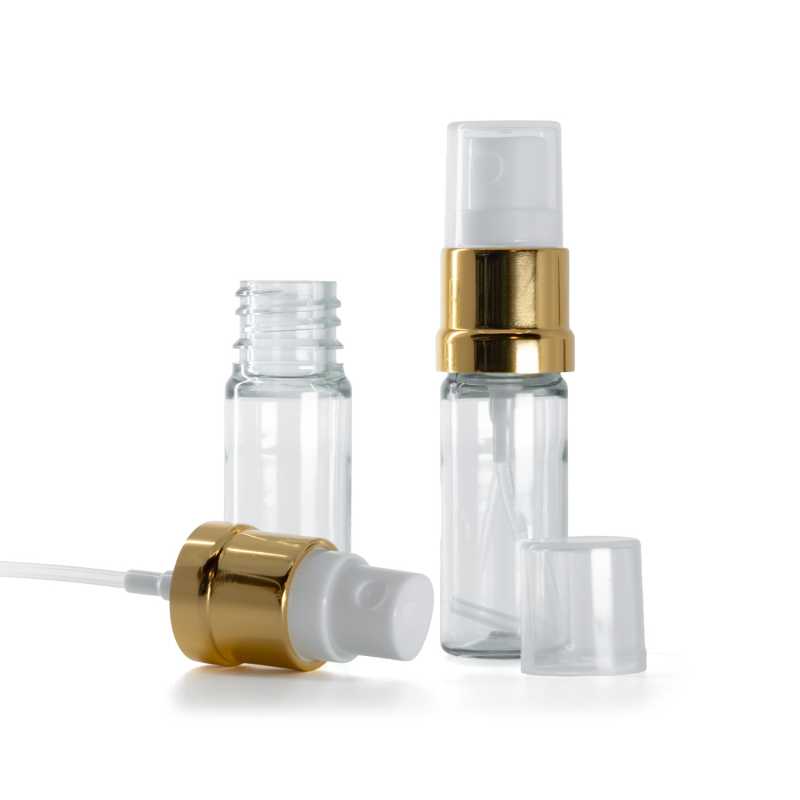 Klare Plastikflasche, Goldweißes Spray, 10 ml