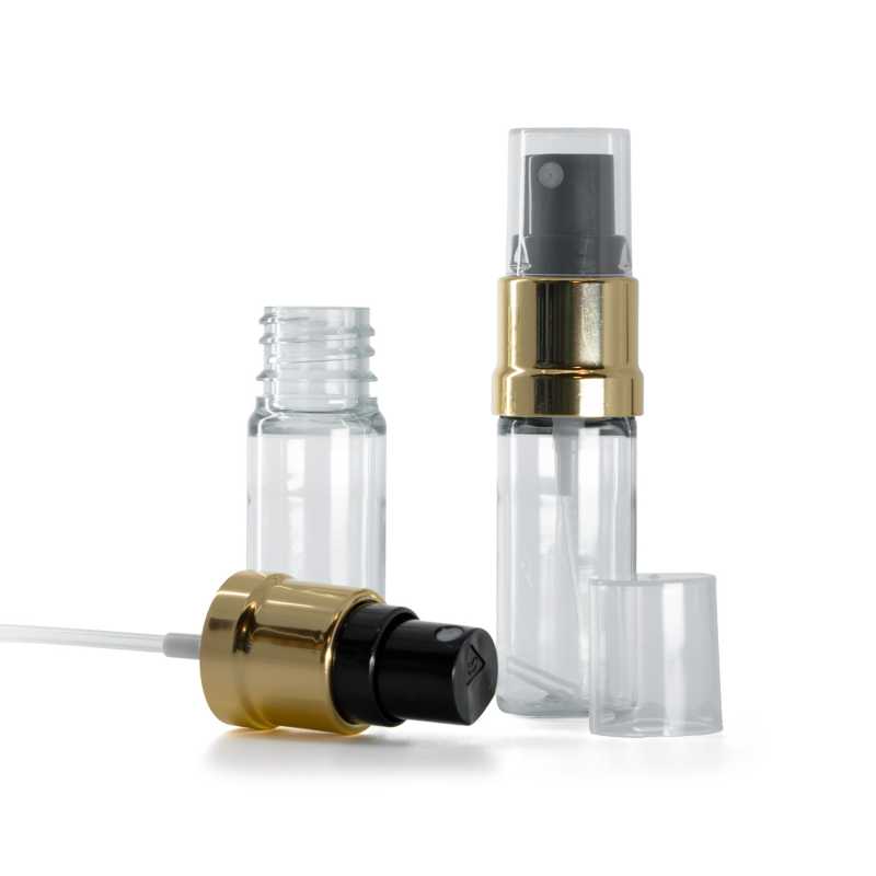 Klare Plastikflasche, Gold-Schwarz-Spray, 10 ml